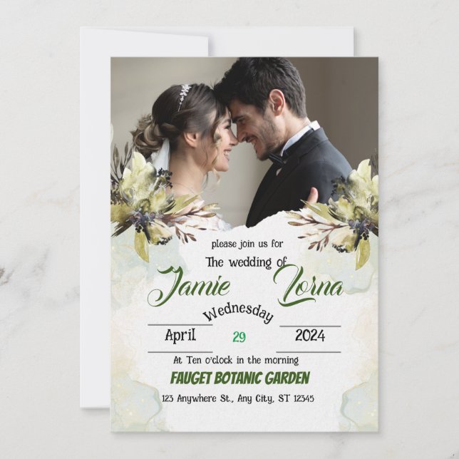 Blush Garden Romance: Elegant Wedding Invitation"* Invitation (Front)