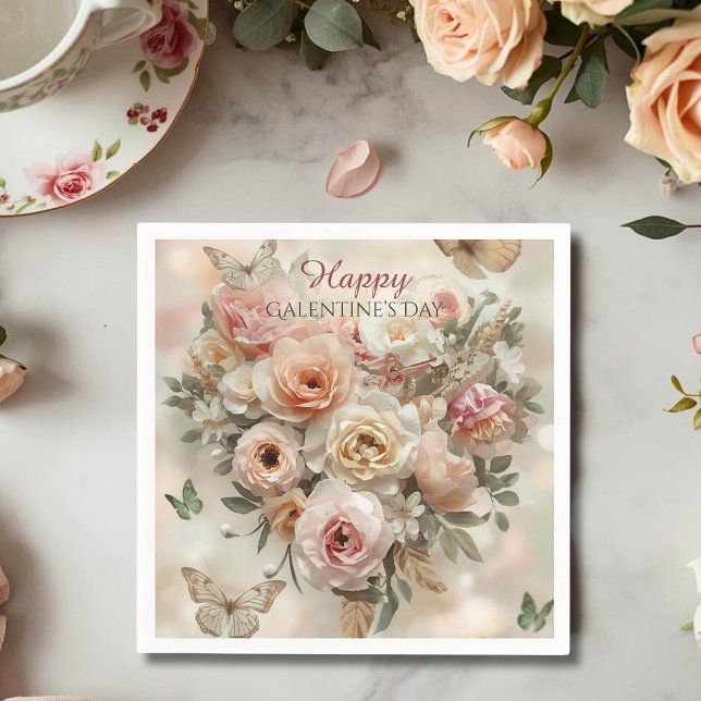 Blush Garden Roses Galentine Tea Party Florals Napkins (Creator Uploaded)