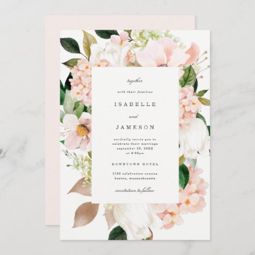 Blush Garden Spring Wedding Invitation