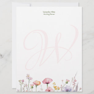 Blush Garden Watercolor Personalized Letterhead