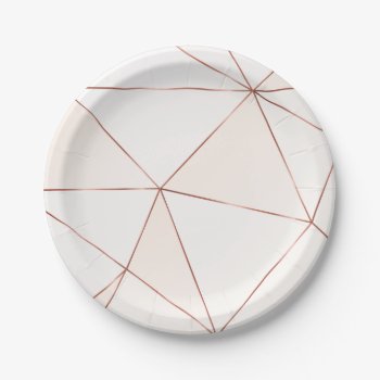 Blush Geometric Pattern With Rose Gold Foil Accent Paper Plates by KeikoPrints at Zazzle