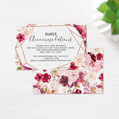 Blush Geometric Wedding Accommodations Insert Card