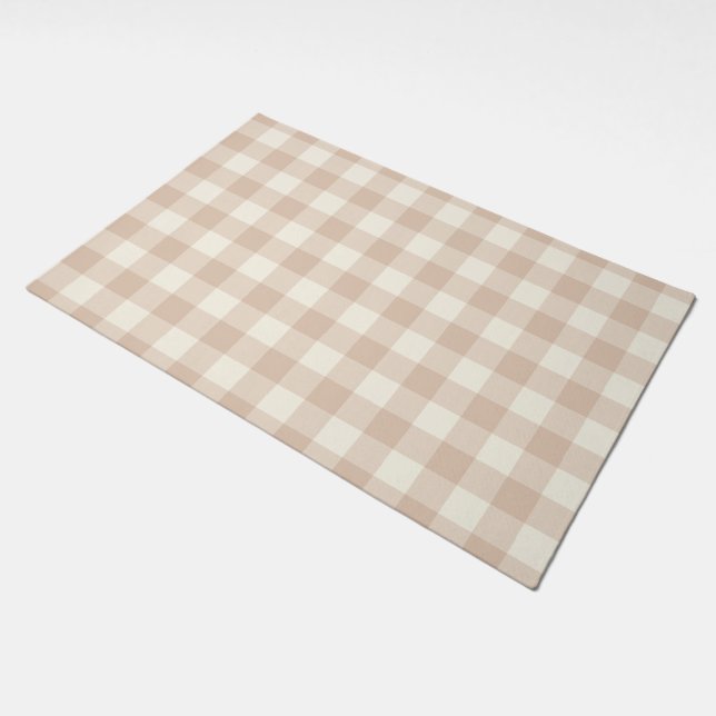 Blush Gingham Buffalo Plaid Check  Doormat (Angled)
