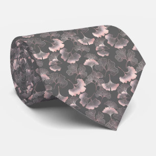 Blush Ginkgo Luxe – Gold Botanical on Black (10) Neck Tie