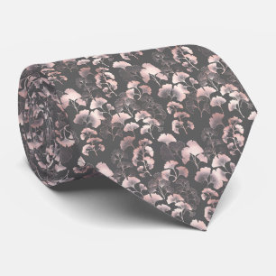 Blush Ginkgo Luxe – Gold Botanical on Black (1) Neck Tie