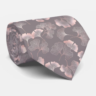 Blush Ginkgo Luxe – Gold Botanical on Black (5) Neck Tie