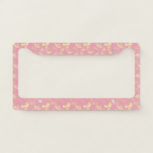 Blush Ginkgo Luxe – Gold Botanical on Pink License Plate Frame