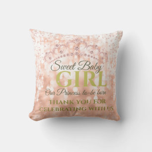 Blush Girly Diamond Rose Gold Sweet Baby Throw Pillow
