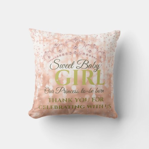 Blush Girly Diamond Rose Gold Sweet Baby Throw Pillow