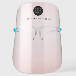 Blush Girly Pink Business Logo Name Makeup Salon Face Shield