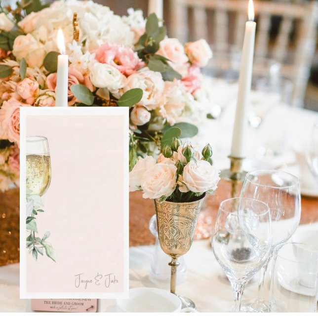 Blush Glass of Champagne Personalized  Paper Guest Towels (Creator Uploaded)