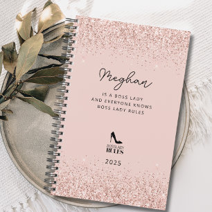 Blush Glitter Boss Lady Rules Personalized Planner