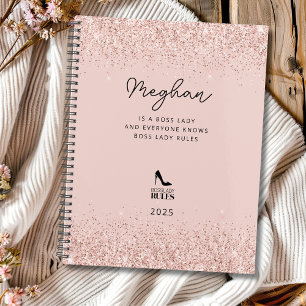 Blush Glitter Boss Lady Rules Personalized Planner
