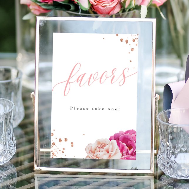 Blush Glitter Bridal Shower Favors Tabletop Sign (Creator Uploaded)