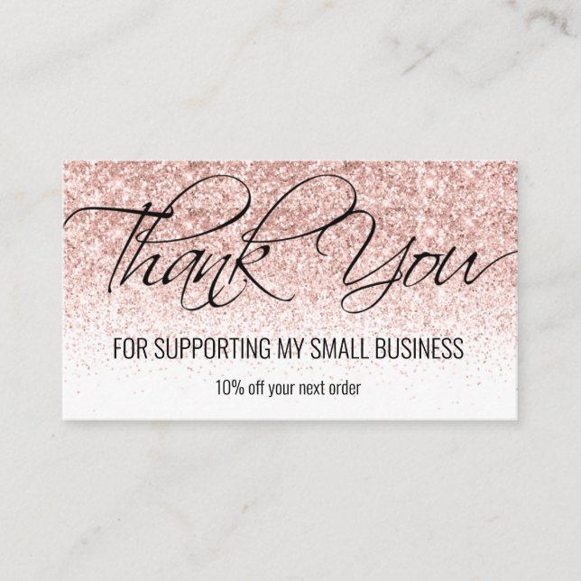 Blush Glitter Calligraphy Thank You Card (Front)