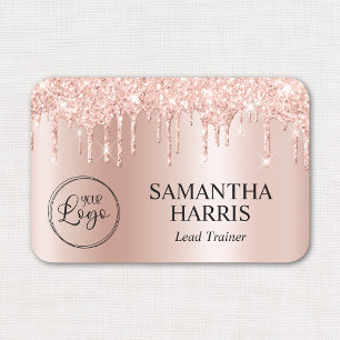 Blush Glitter Drips Pale Rose Gold Ombre Name Tag