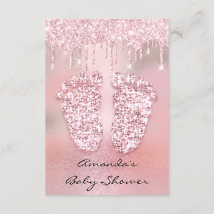 Blush Glitter Drips Rose Gold Baby Shower Feet Invitation