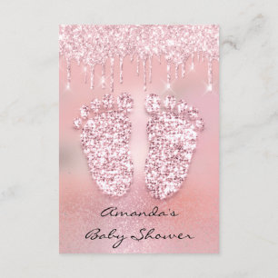 Blush Glitter Drips Rose Pink Baby Shower Feet Invitation