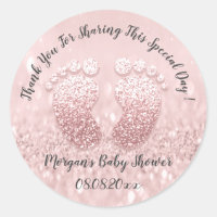 Blush Glitter Feet Baby Shower Favor Thank You Classic Round Sticker