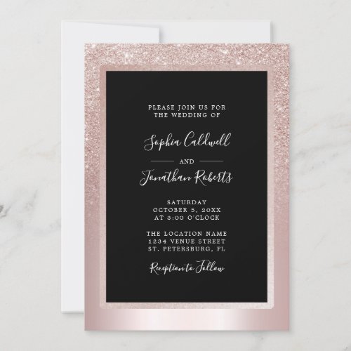 Blush Glitter Foil All in One Wedding Invitation