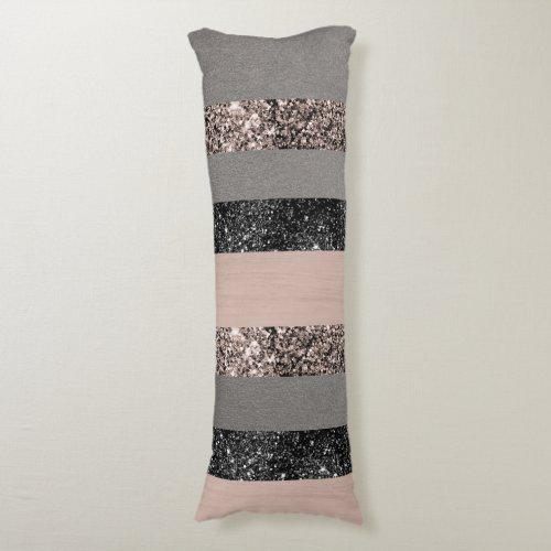 Blush Glitter Glam Stripes 1 shiny Body Pillow