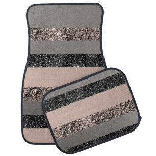 Blush Glitter Glam Stripes #1 #shiny Car Floor Mat