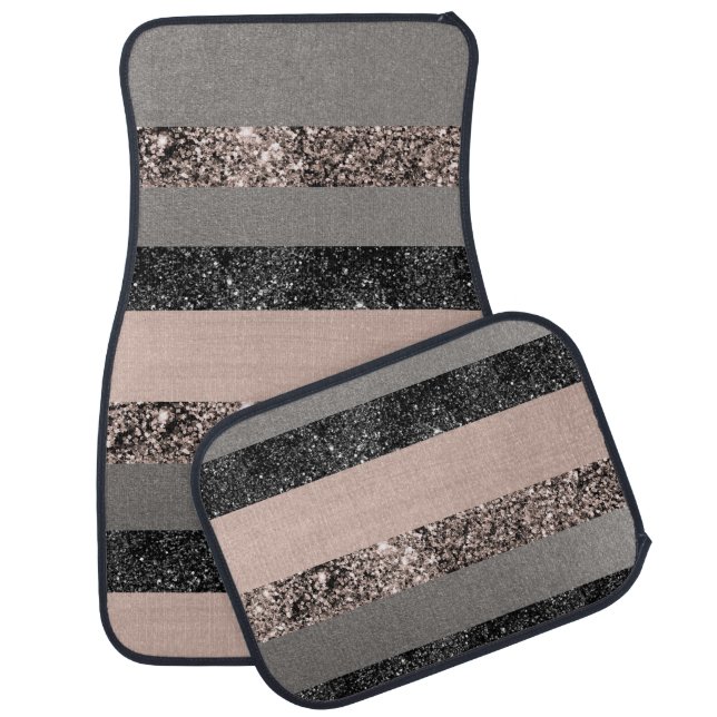Blush Glitter Glam Stripes #1 #shiny Car Floor Mat (Set)