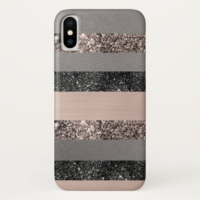 Blush Glitter Glam Stripes #1 #shiny Case-Mate iPhone Case (Back)