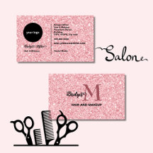 Blush Glitter hair Makeup monogram Logo