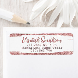 Blush Glitter Modern Luxury Custom Return Address Label