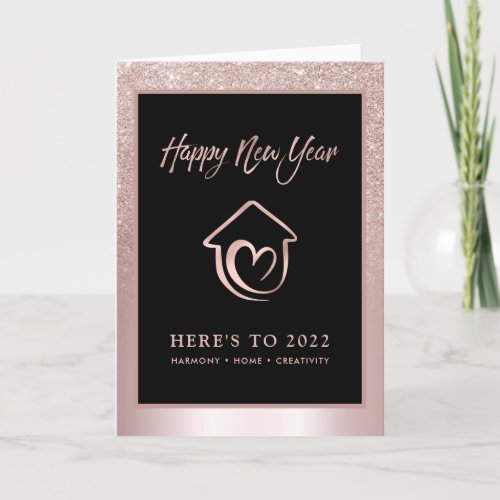 Blush Glitter Numerology Prediction New Year 2022 Holiday Card