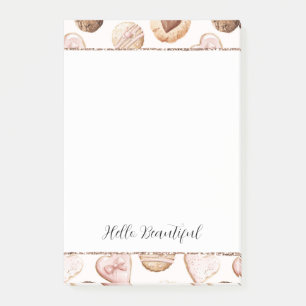 Blush Glitter Pink Cream Brown Hearts Treats Post-it Notes