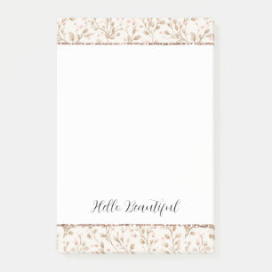 Blush Glitter Pink Cream Floral Bridal Shower Post-it Notes
