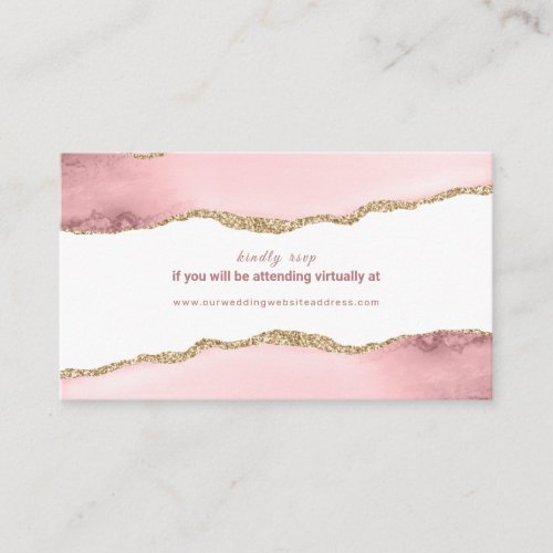 Blush Gold Agate Virtual Wedding RSVP Enclosure Card