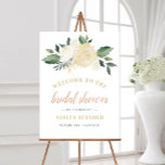 Blush Gold and Green Floral Bridal Shower Welcome Foam Board<br><div class="desc">Classic style wedding bridal shower welcome sign feature an elegant floral watercolor design with painted roses,  ranunculus flowers,  and leaves in neutral shades of white,  cream,  blush pink,  gold and green. Perfect for a spring or summer wedding event.</div>