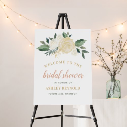 Blush Gold and Green Floral Bridal Shower Welcome Foam Board