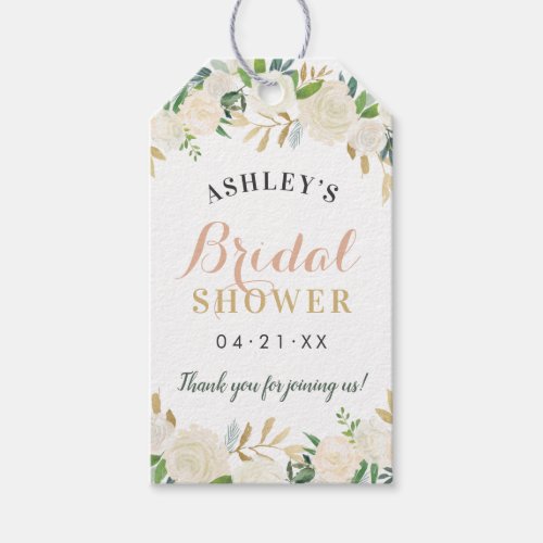 Blush Gold and Green Floral Wedding Bridal Shower Gift Tags