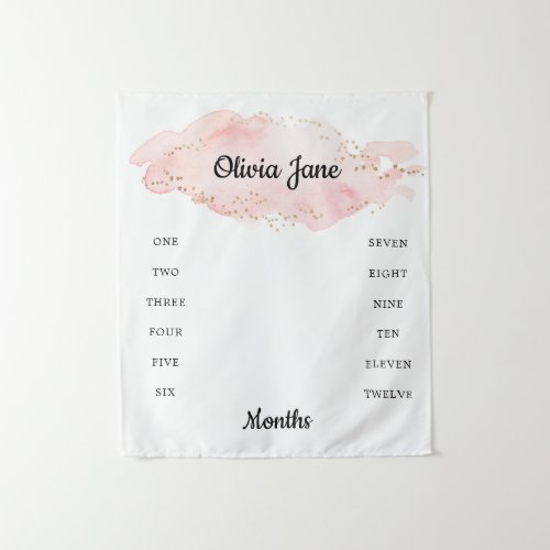 Blush Gold Baby Milestone Photo Blanket Tapestry