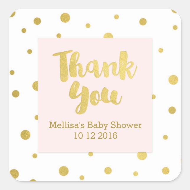 Blush Gold Baby Shower Thank You Favor Sticker (Front)
