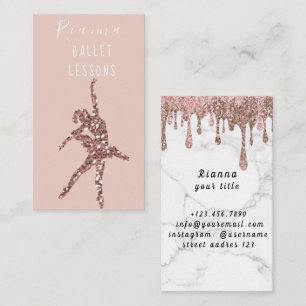 Blush & Gold Ballet Lessons Teacher Social Media  Business Card