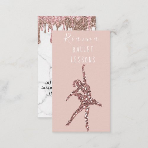 Blush  Gold Ballet Lessons Teacher Social Media  Business Card