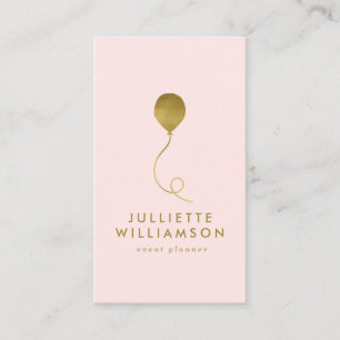 Blush & Gold Balloon Event Planner Social Media Business Card