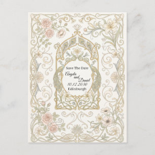 Blush Gold Baroque Save The Date Postcard