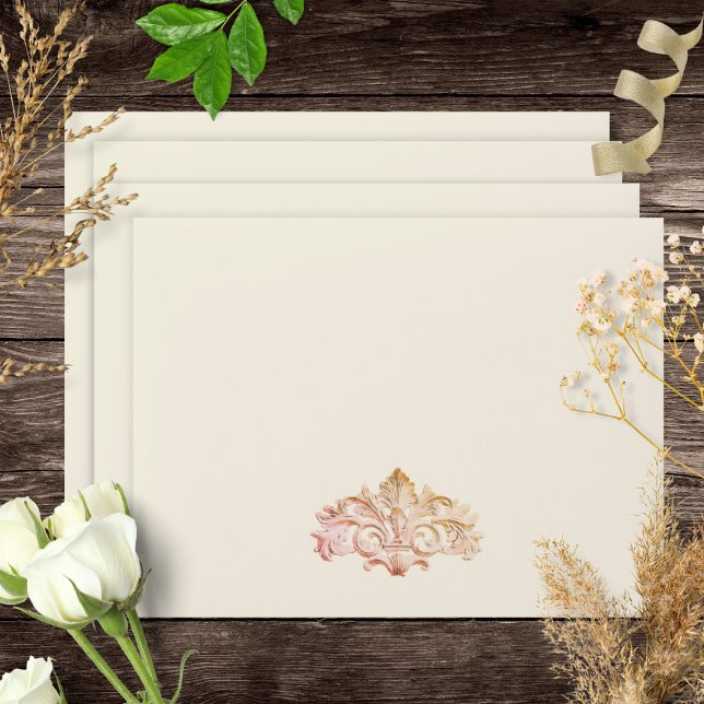 Blush Gold Baroque Scroll Mexican Wedding RSVP Envelope (Creator Uploaded)