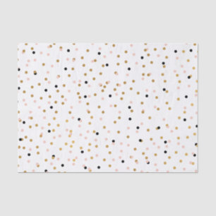 Blush, Gold Black Colorful Confetti Dots Pattern Tissue Paper