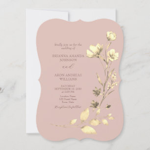Blush Gold Bracket Floral Wedding Invite
