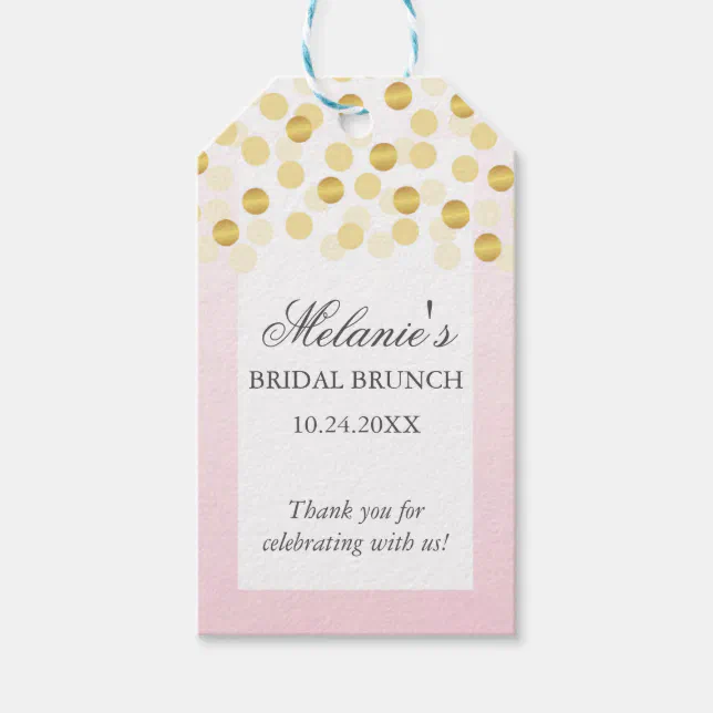 Blush Gold Bridal Brunch and Bubbly Favor Tag | Zazzle