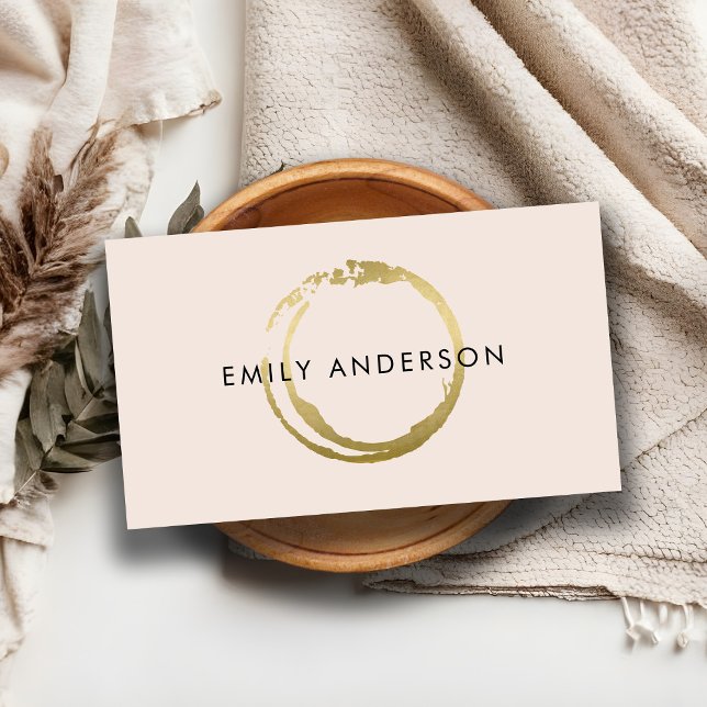 BLUSH GOLD BRUSH STROKE STAIN CIRCLE MARK LOGO BUSINESS CARD (Creator Uploaded)