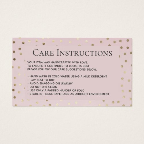 Blush Gold Clothing Care Instructions