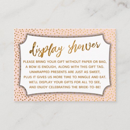 Blush  Gold Confetti Display Bridal Shower Card